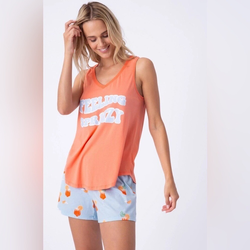 PJ Salvage Feeling Spritzy Graphic‎ Tank Orange Lounge Top Large